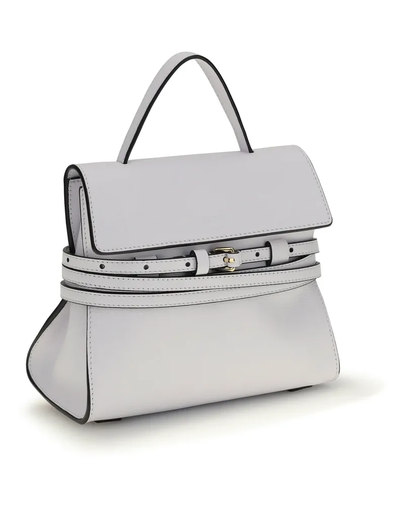 Moschino Women's Tie Me Handbag Bianco Calf Leather Bos Taurus Handbags Hand Bags White