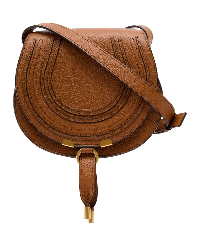 Chloé Women's Saddle Bag Marcie Brown Leather Shoulder Brown