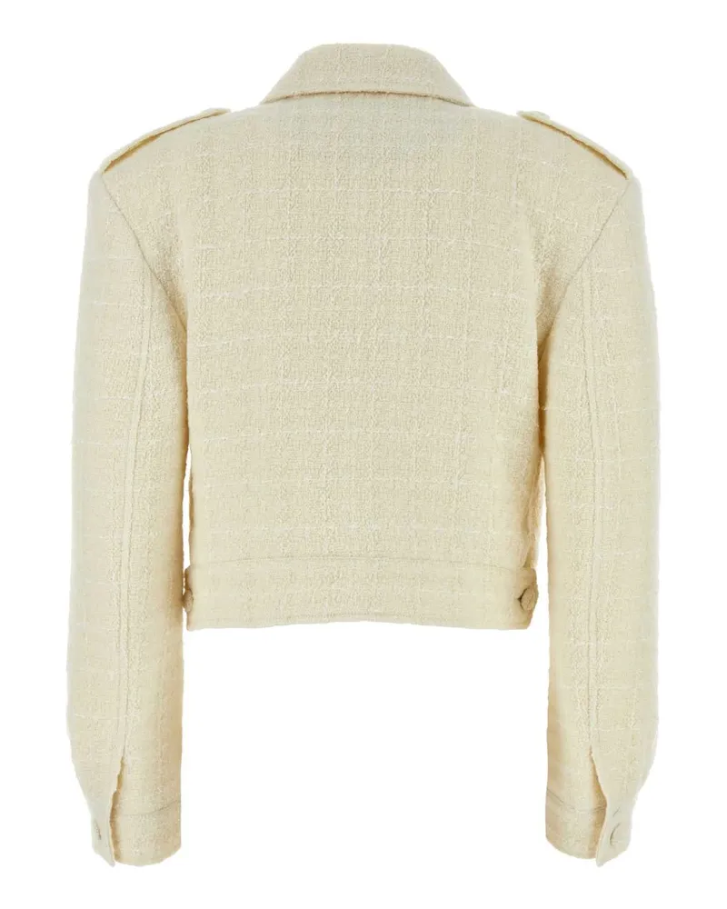 Givenchy Women's Logo-Embellished Wool Tweed Blazer Beige Polyester Blazers Beige