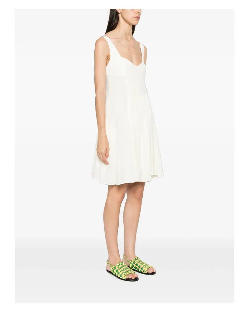 J.W.Anderson Pleated Sweetheart Neckline Dress — White White