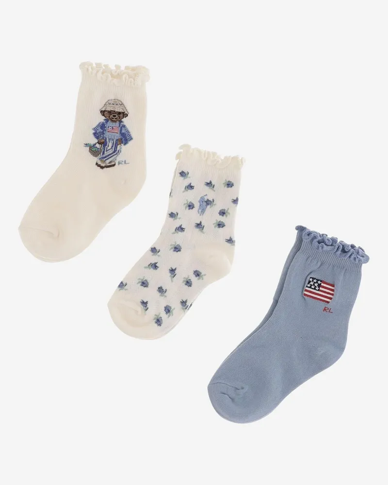 Ralph Lauren Kids' Childrens Sock Set Ivory Socks: Cotton Tights & Socks Multicolor