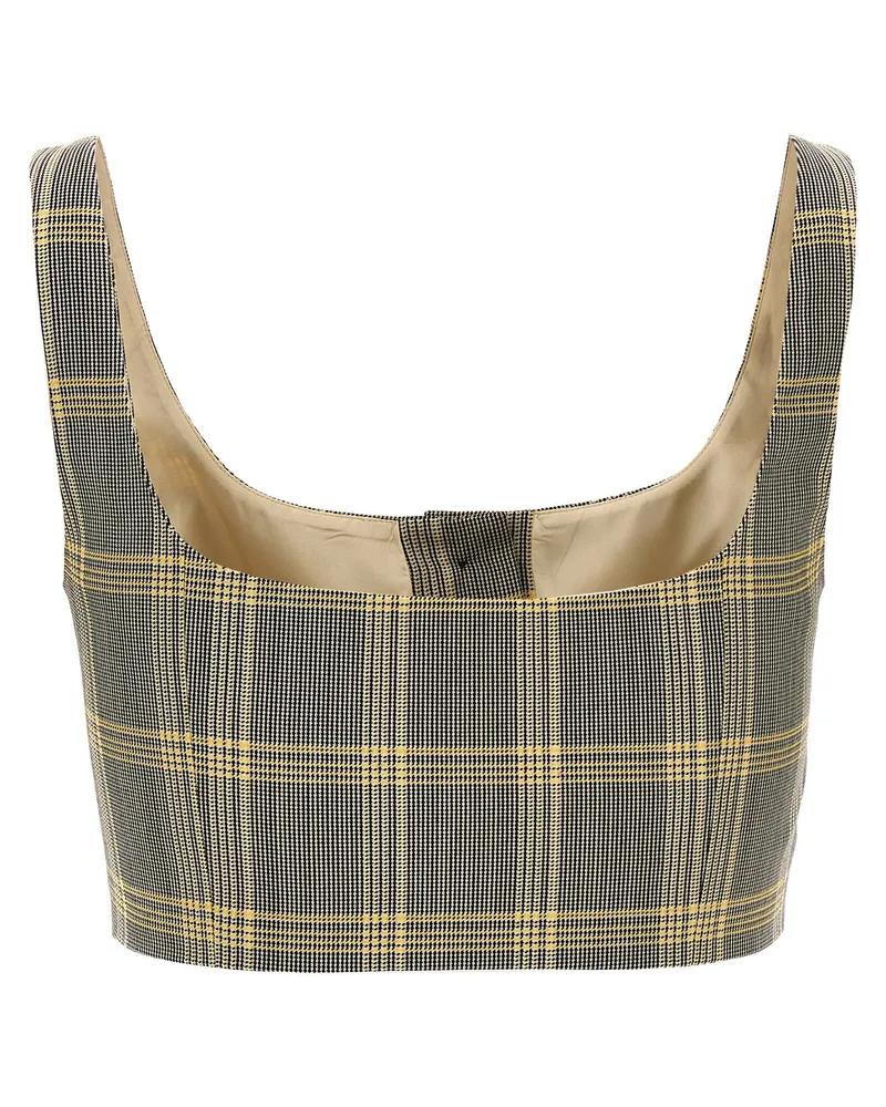 Marni Check-Print Wool Blend Crop Top — multicolor Black