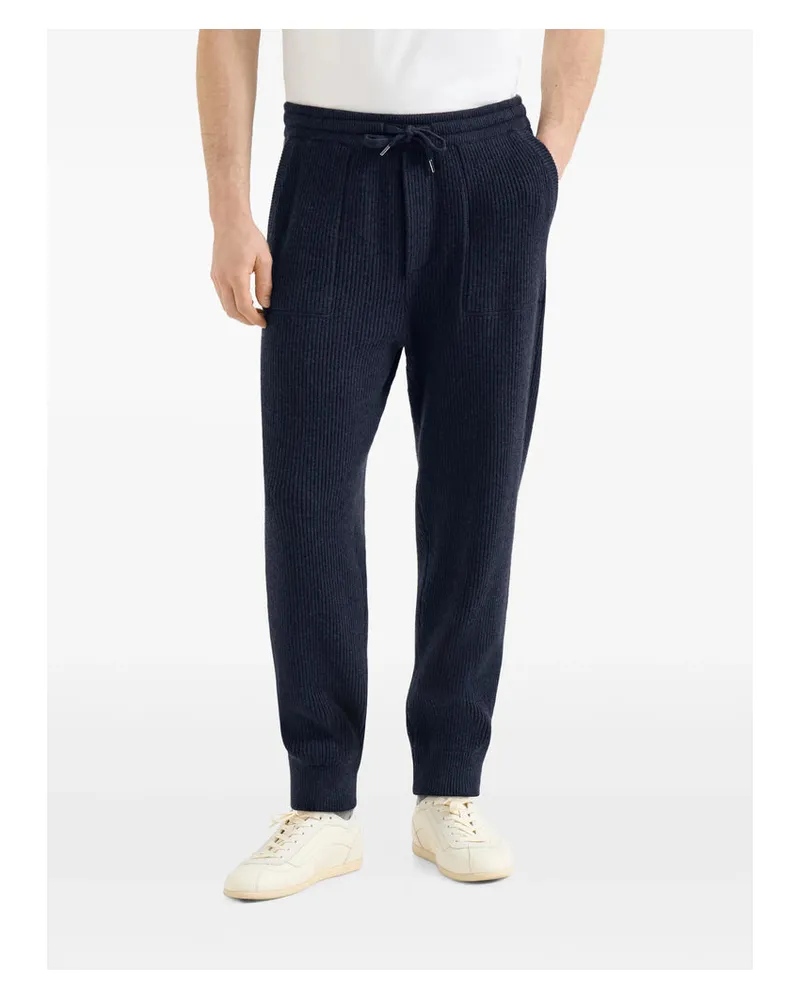 Brunello Cucinelli Cashmere Knit Joggers — Blue Blue