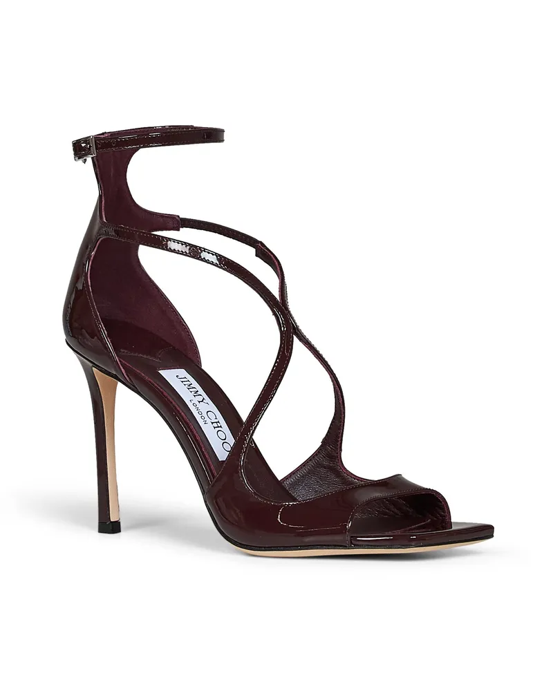 Jimmy Choo Women's Sandals Azia 95 Patent Leather Brown Cotton (natural Brown