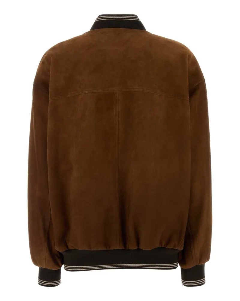 Miu Miu Women's Brow Suede Bomber Jacket Brandy Giacche Pelle In Brown