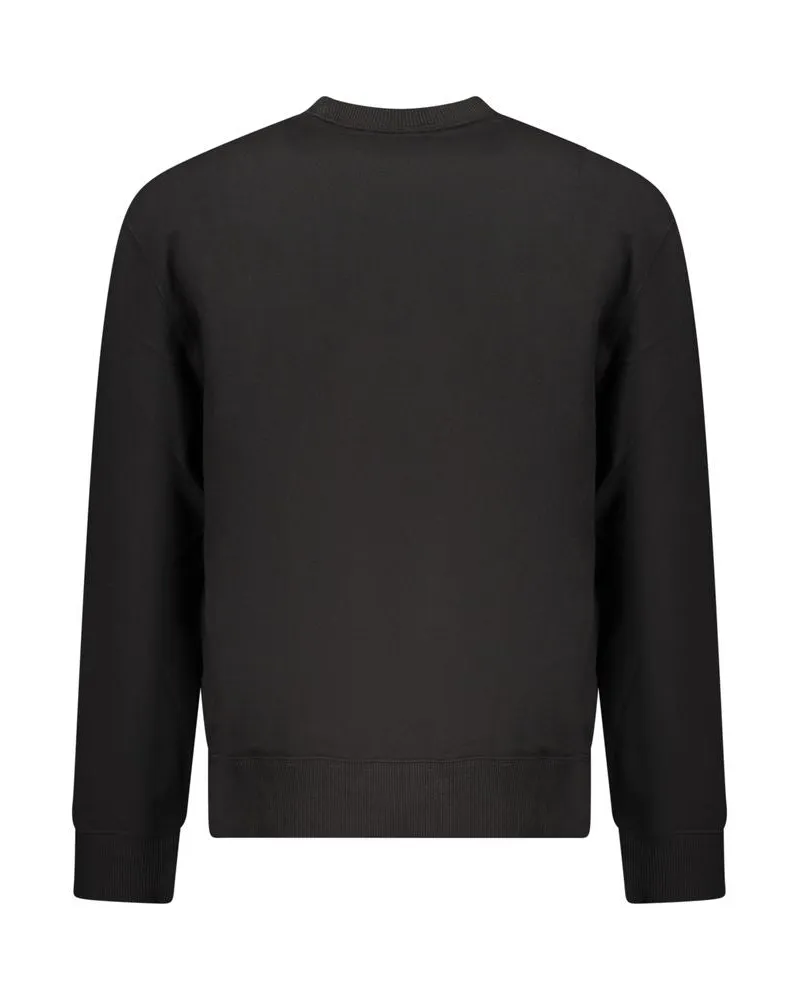 Calvin Klein Logo-Embroidered Cotton Sweatshirt — Black Black