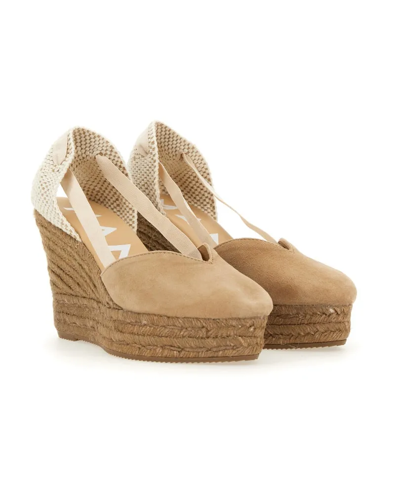Manebí Wedge Leather Espadrille Flat — Beige Beige