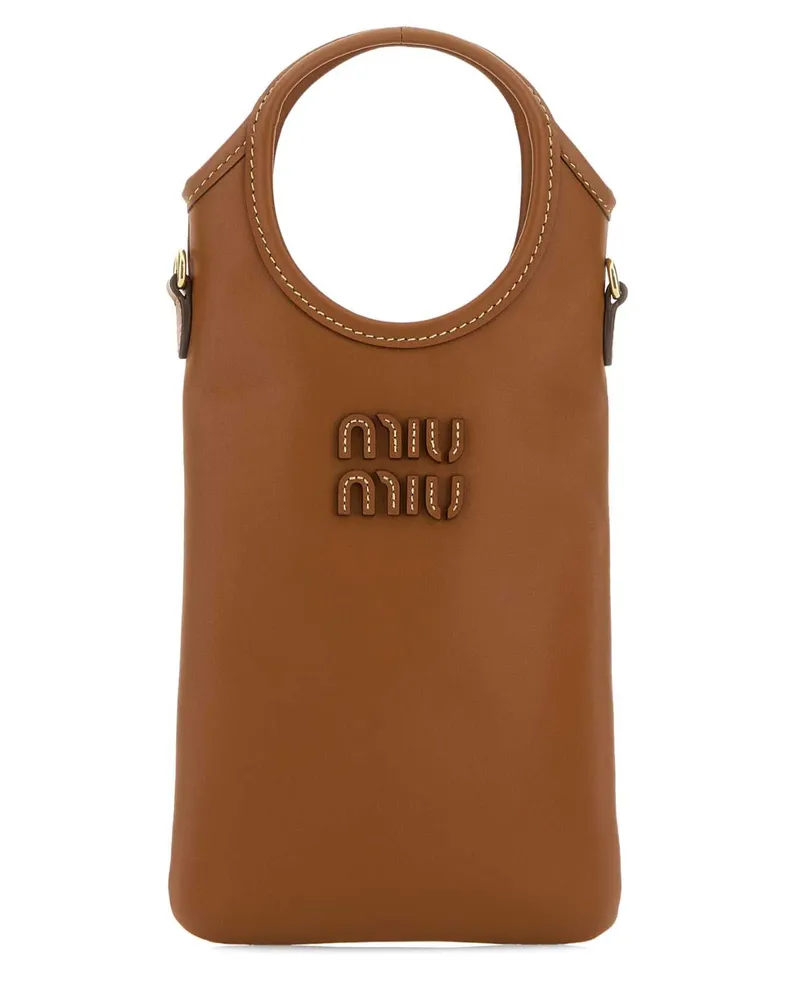 Miu Miu Leather Phone Case Wallet — Brown Brown