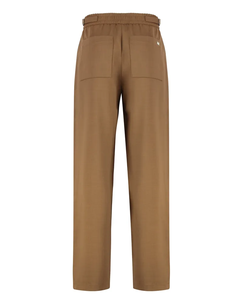 AMI Paris Men's Elasticated Wool Twill Trousers Camel Virgin Camel
