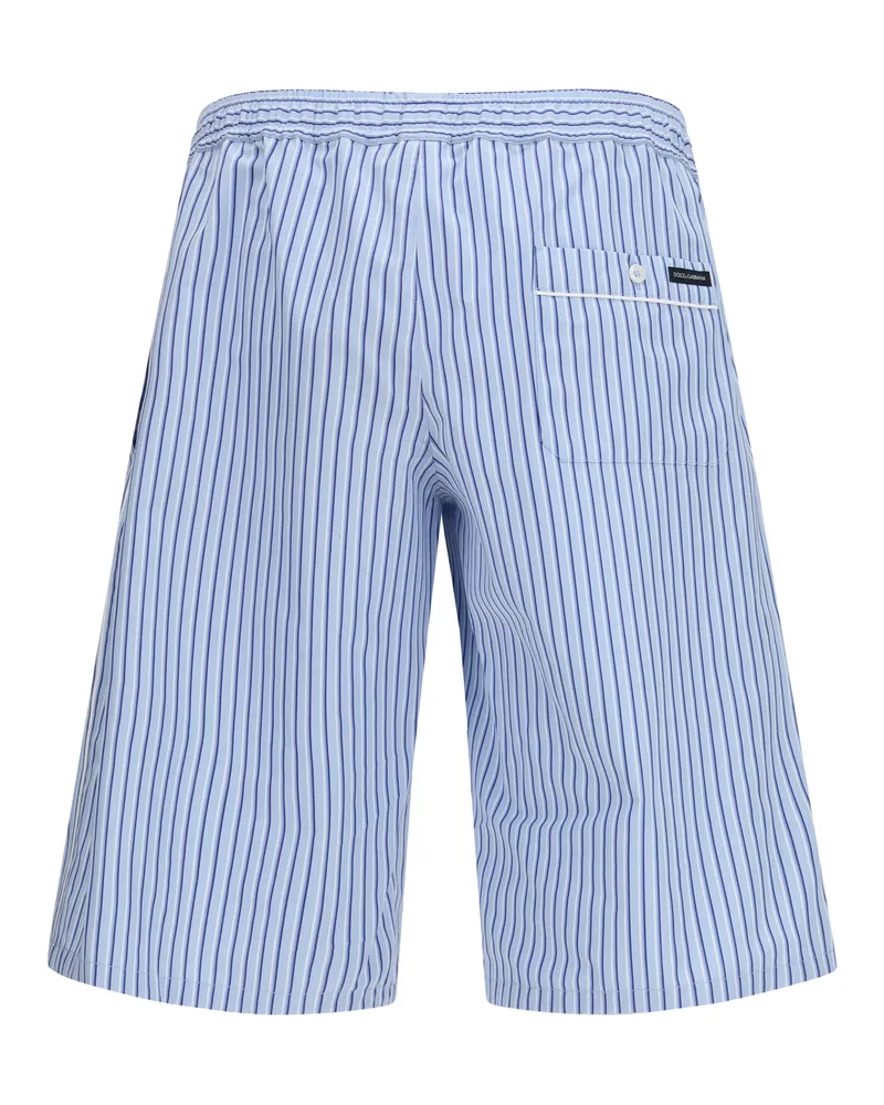 Dolce & Gabbana Men's Striped Poplin Shorts Rigato Cotton; Silk Bermuda Blue