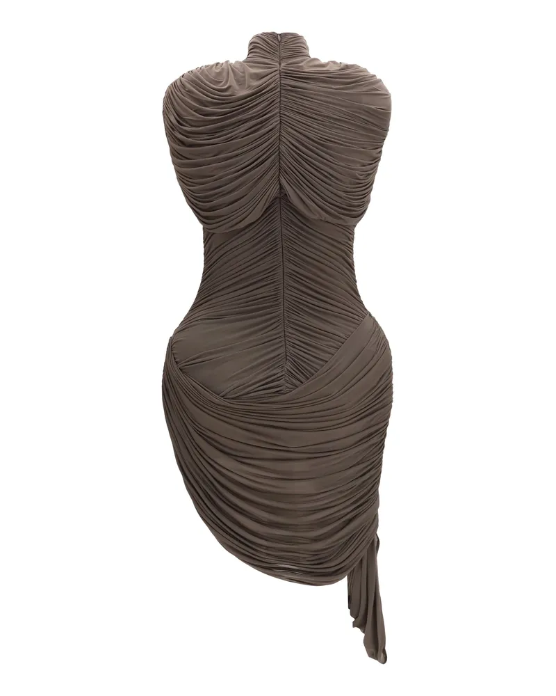 Magda Butrym Women's Draped High-Neck Dress Brown Cupro; Elastane Brown