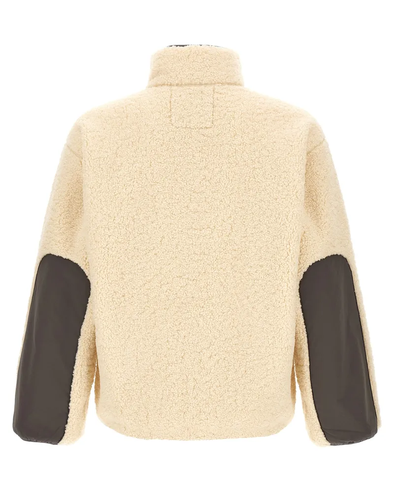 Kitsuné Bouclette Fleece Colorblock Jacket — Beige Beige