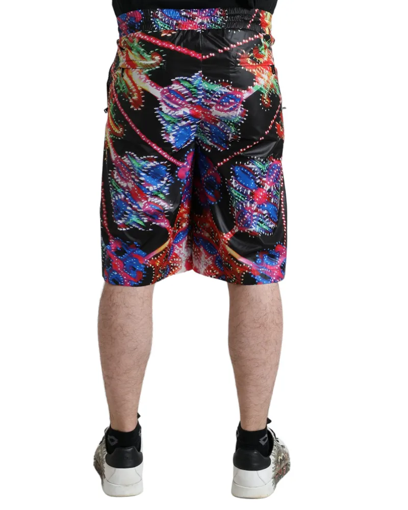 Dolce & Gabbana Multicolor Luminarie Print Men Bermuda Shorts Polyester Multicolor