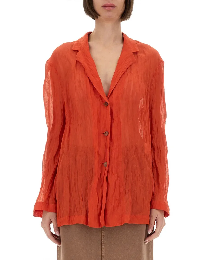 ALYSI Wrinkled Effect Cotton Jacket — Red Red