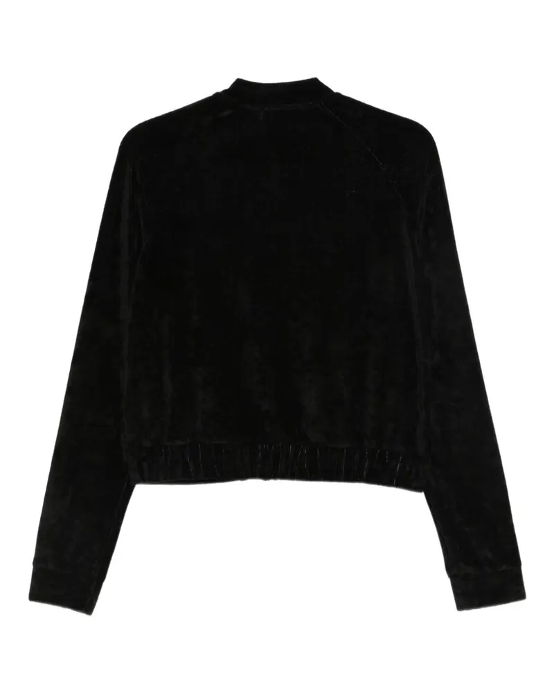 Emporio Armani Velvet Zip-Front Sweatshirt — Black Black