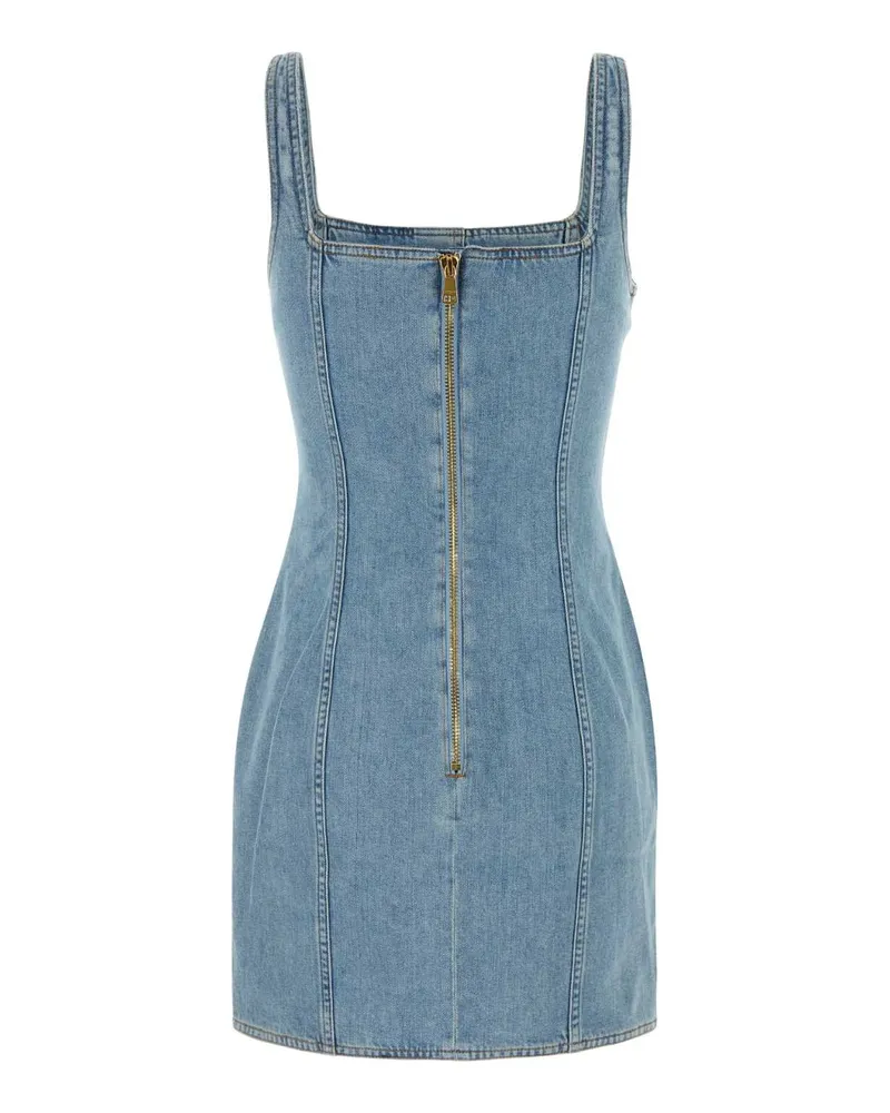 Balmain Women's Stretch Denim Dress 6fc Bleu Jean Clair Exterior: Cotton Elastane Abiti Blue
