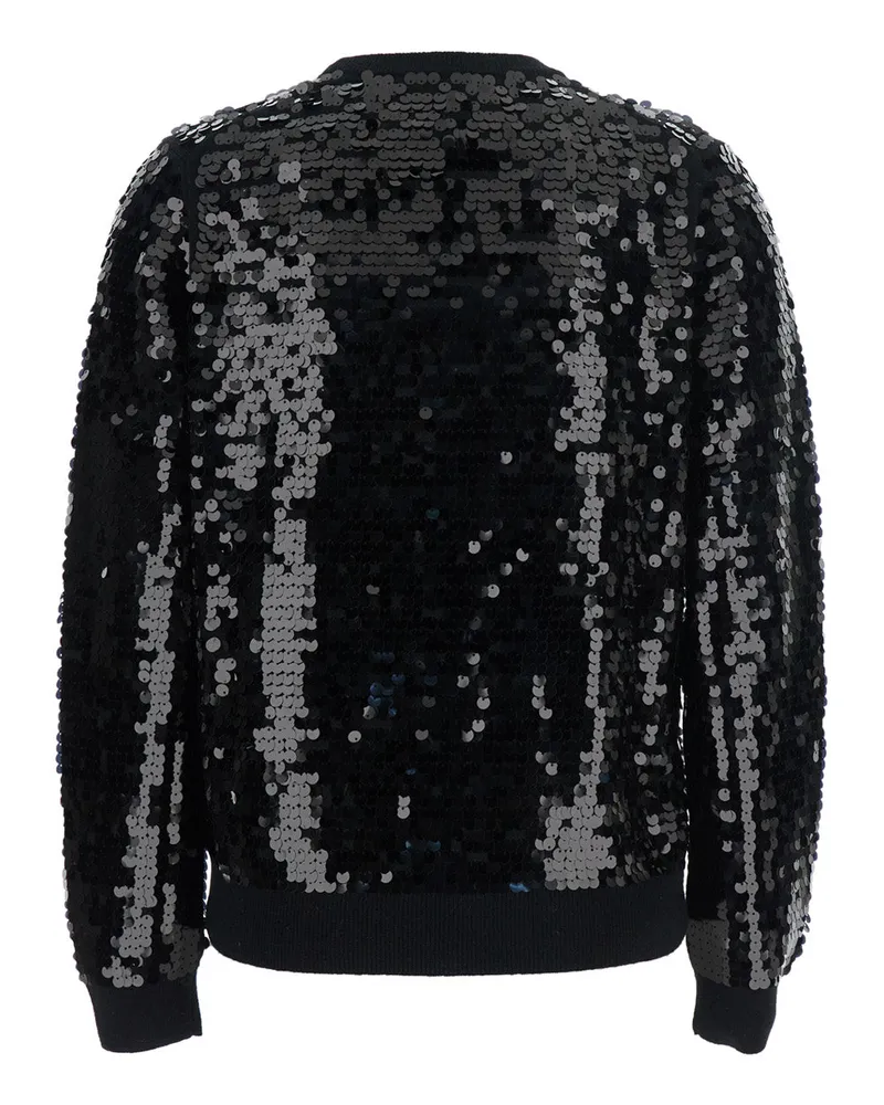 Semicouture Women's Black Wool Sweater With Sequins Virgin Tops Top Black