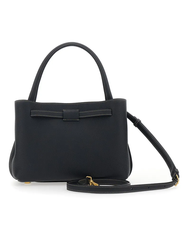 TOD'S Women's Handbag T-String Black Pebbled Leather Calf Handbags Hand Bags Black
