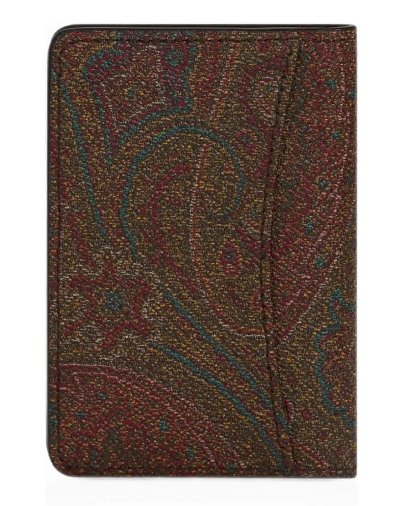 Etro Paisley Jacquard Card Case — Brown Brown