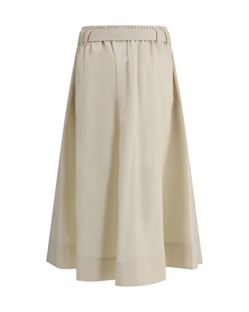 Brunello Cucinelli Women's Cream Wide Long Skirt Cream