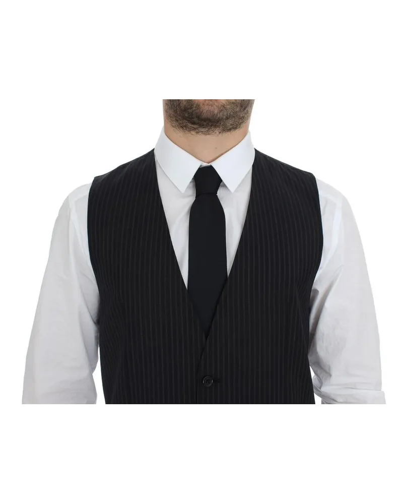 Dolce & Gabbana Men's Gray Stretch Formal Dress Vest Gilet Wool Gray