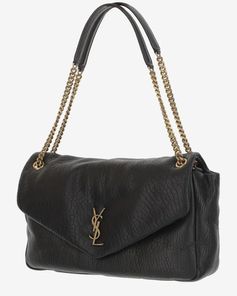 Saint Laurent Women's Calypso Large Lambskin Leather Bag Black Shoulder Black