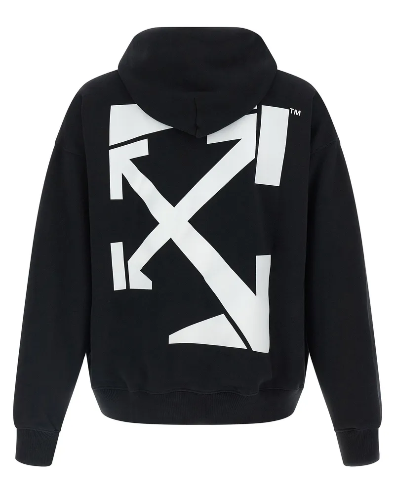 OFF-WHITE Logo-Print Brushed Cotton Hoodie — Black Black