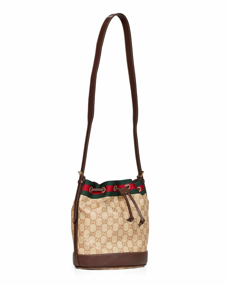 Gucci Women's Mini Bucket Bag Venice Beige Cotton Shoulder Beige