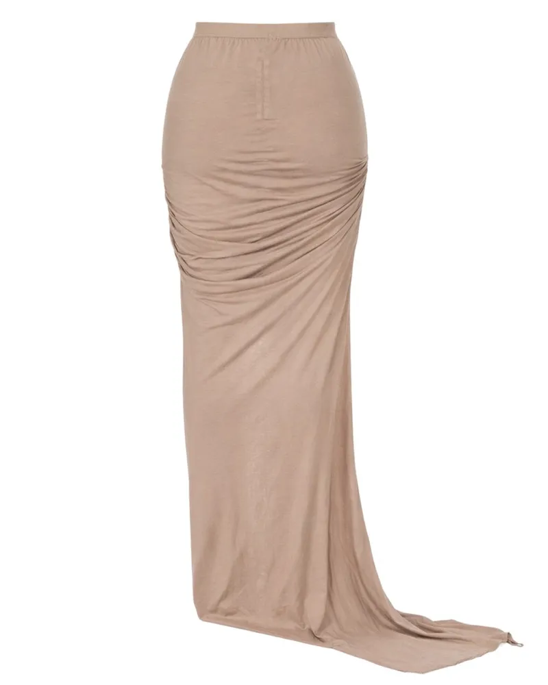 DRKSHDW by Rick Owens Slit Maxi Cotton Skirt — Beige 