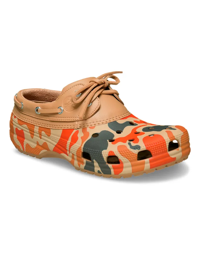 Crocs Mens Slippers Islander Tan-Shocking Orange Tan/shocking Flat Shoes Orange