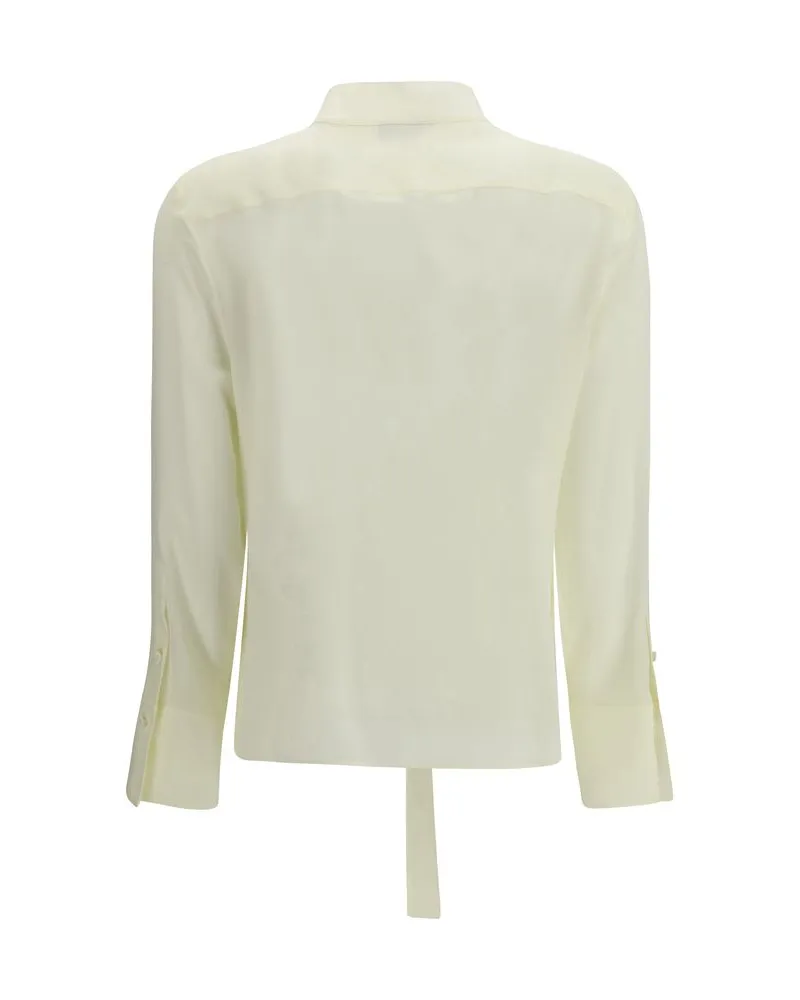 Alexander McQueen Women's Bicolor Silk Blouse White