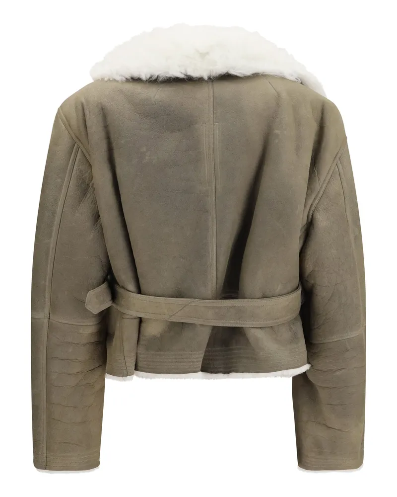 Rick Owens Women's Cropped Suede And Shearling Flight Jacket Drk Outer: Lamb Ovis Aries Beige
