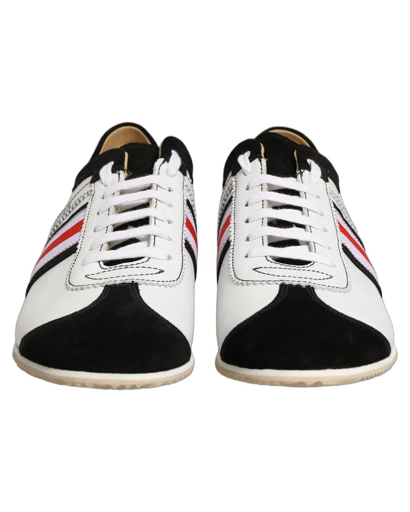 Dolce & Gabbana Women's Black White Leather Suede Low Top Sneakers Shoes White