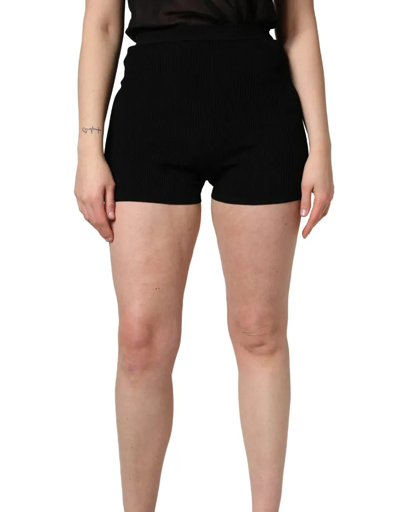 Dolce & Gabbana Women Black Viscose High Waisted Hot Pants Shorts Polyester Black