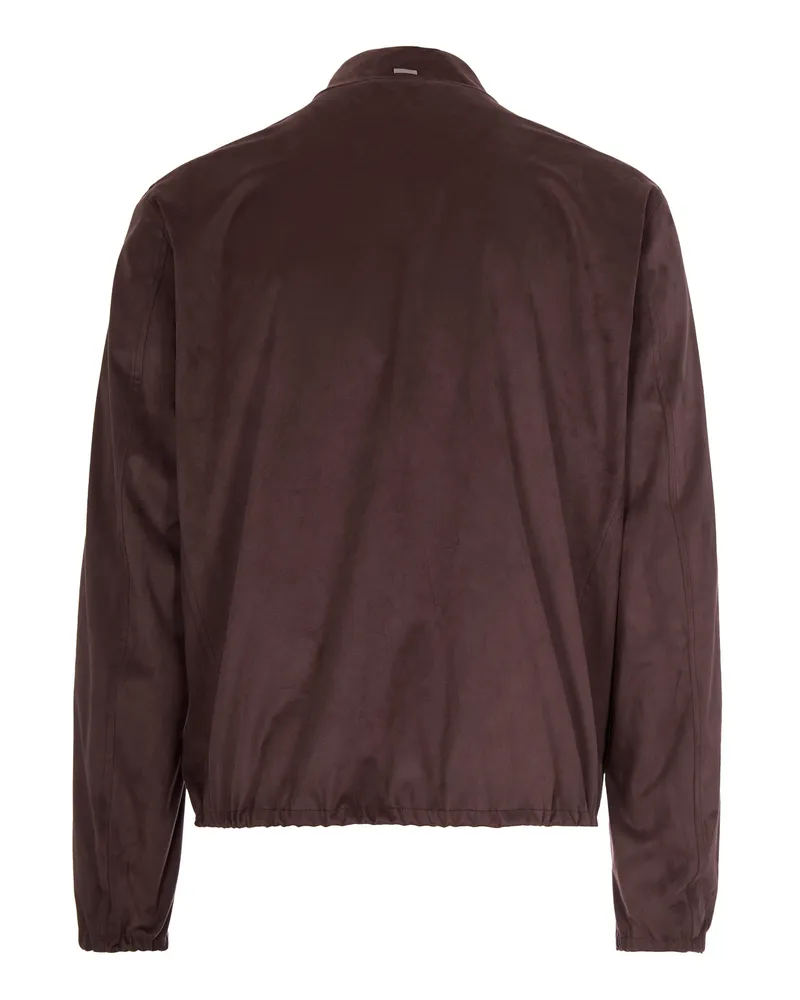 Herno Men's Suede-Effect Jacket Dark Brown Main Fabric: Polyester Brown