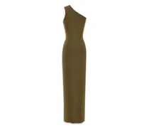 One-Shoulder Silk Dress — Olive
