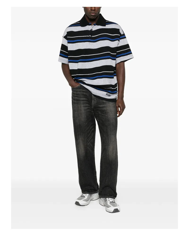 Napapijri Striped Cotton Polo Shirt — Black Black