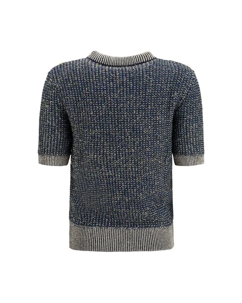 Balmain Sequined Crew-Neck Sweater — Blue Blue