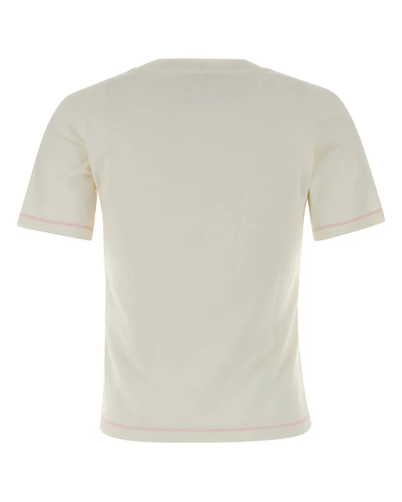 Ganni Women Ivory Stretch Cotton T-Shirt Egret Exterior: Elastane Maglie T-shirts And Polos White