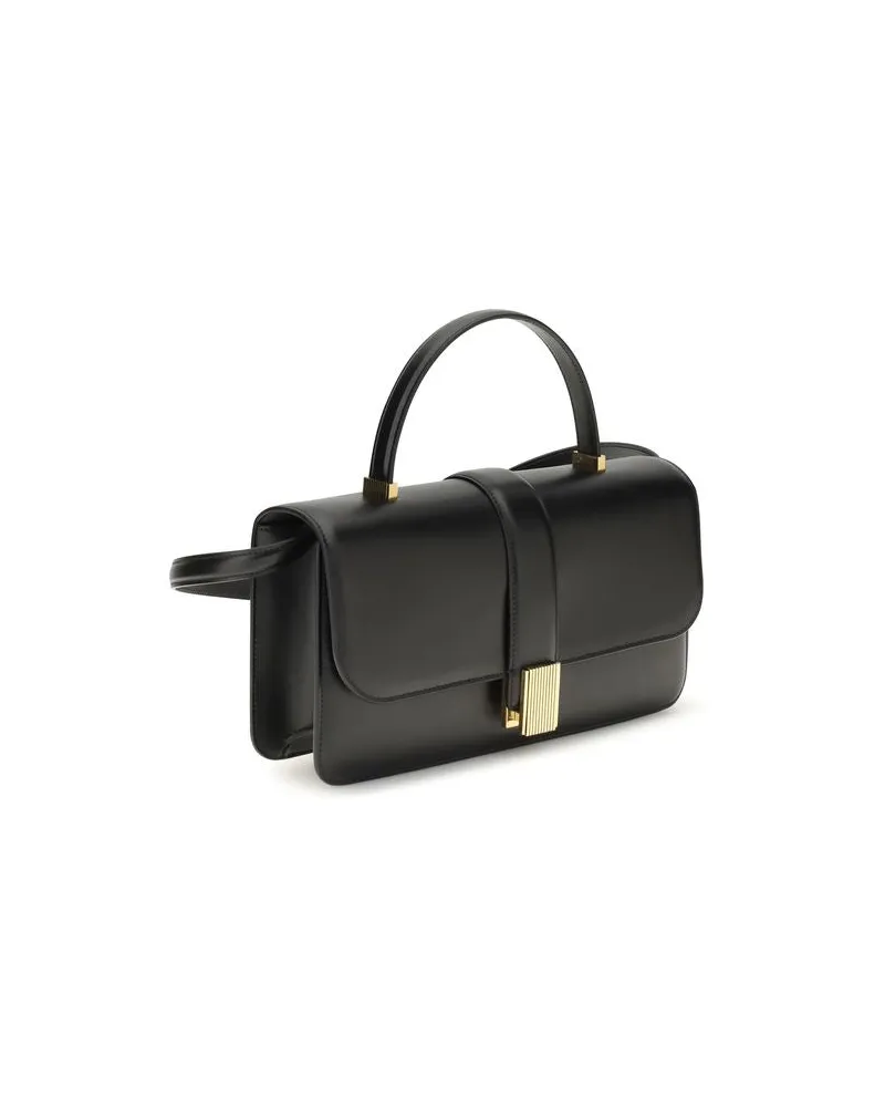 KHAITE Blake Calfskin Leather Top Handle Bag — Black Black