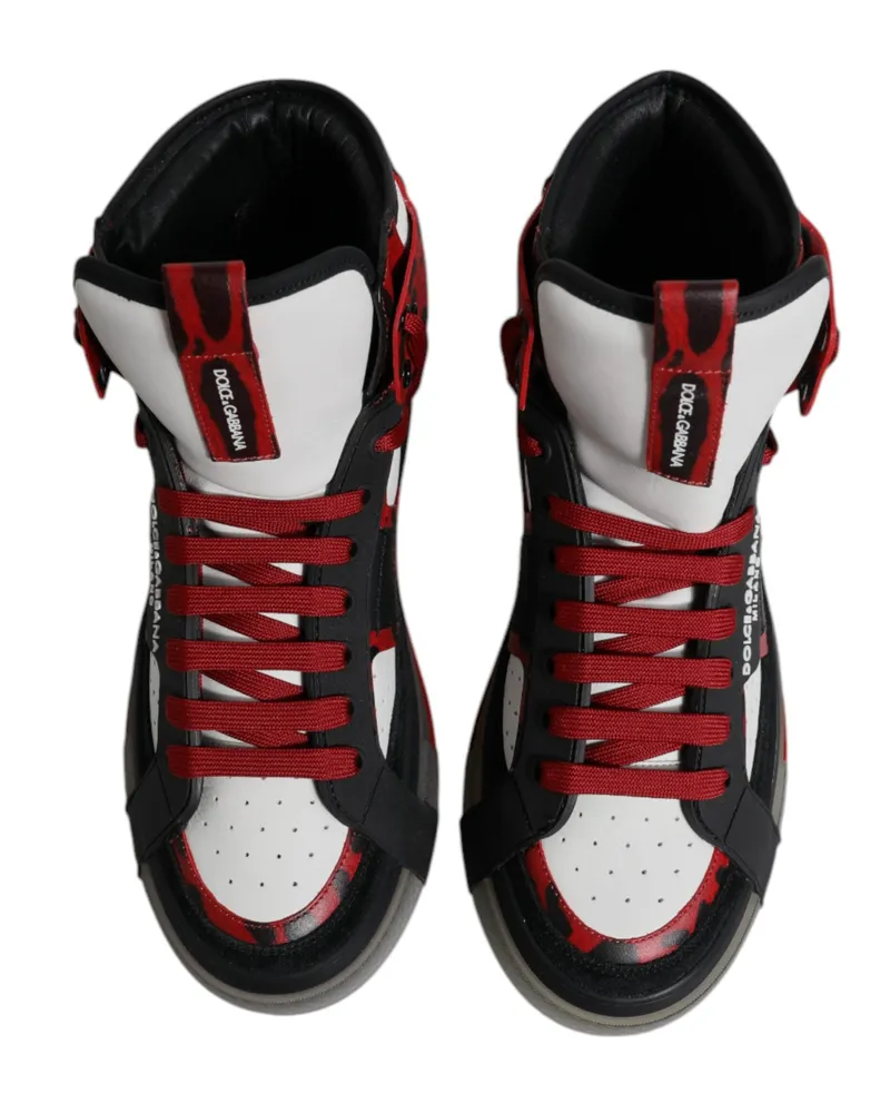 Dolce & Gabbana Men's Multicolor Leather High Top Sneakers Shoes Calf Black