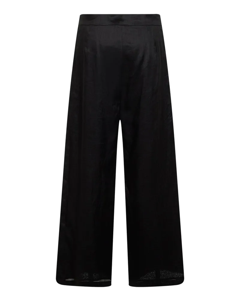 Max Mara Washed Ramie Canvas Trousers — Black Black