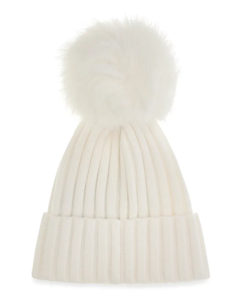 Moncler Women's Wool Hat With Pon Natural Fleece Ovis Aries E Hairbands White