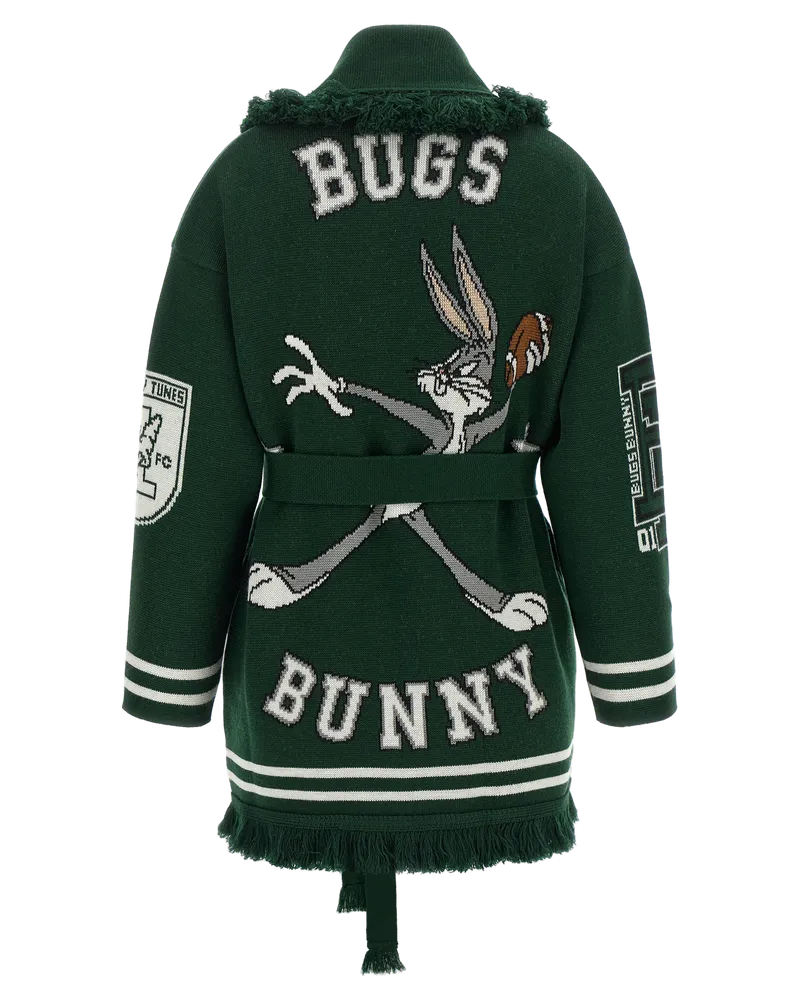 Alanui Women Bicolor Virgin Wool Cardigan Clothing Green