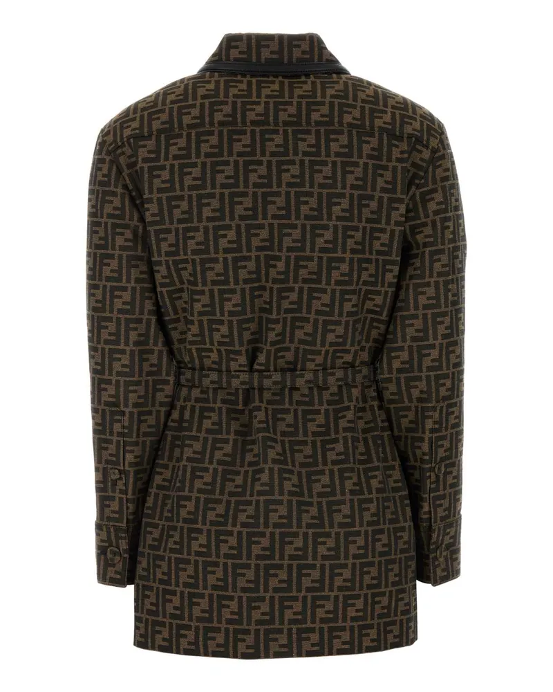 Fendi Women's Canvas Jacket Brown Polyester Cotton Brown