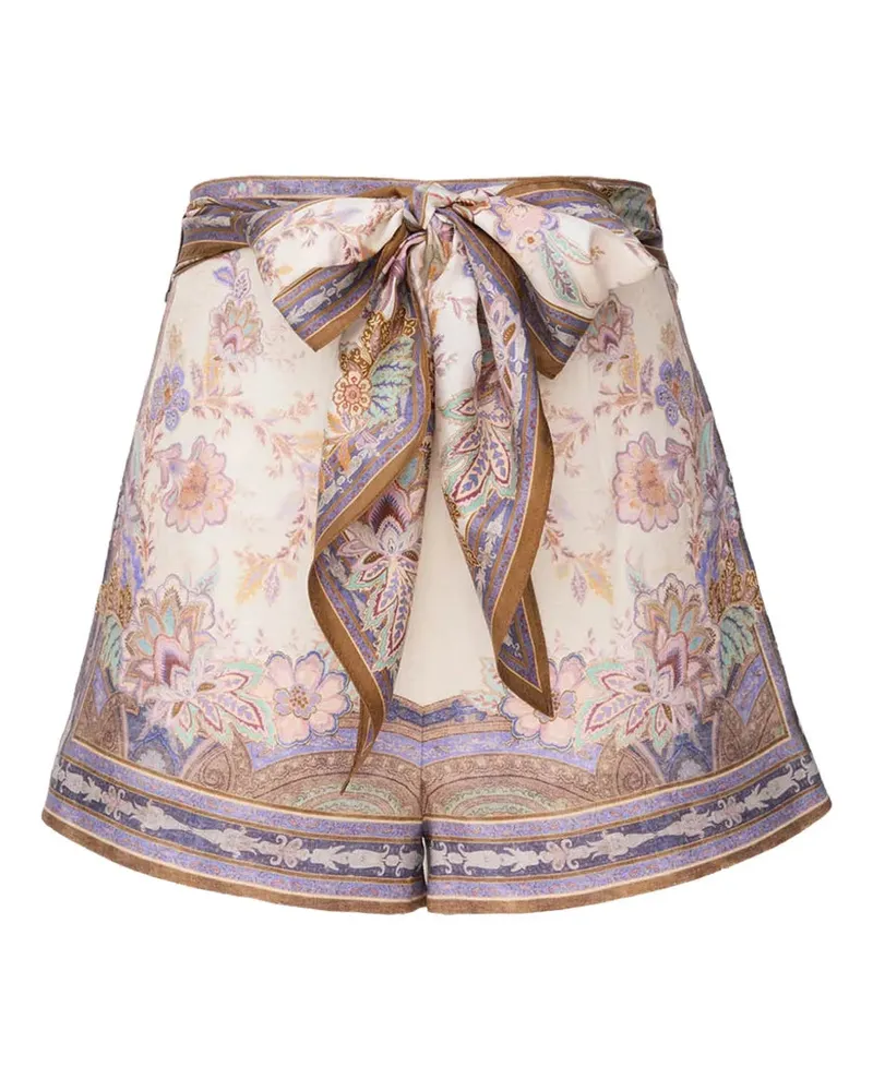 Zimmermann Women's Luna Paisley-Print Shorts Ss26 W Cream