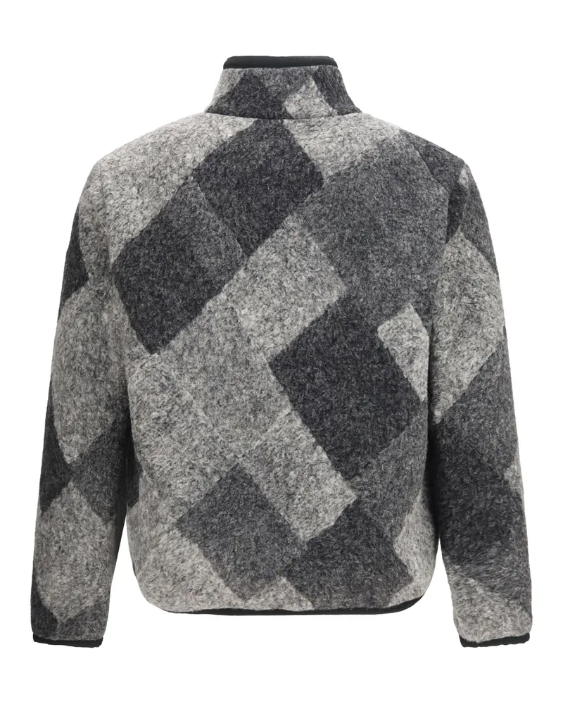 Moncler Men Wool Blend Zip Cardigan With Diamond Pattern Black Sweatshirts Sweater Black