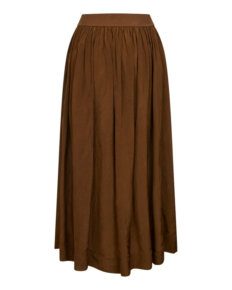 Uma Wang Women's Mustard Viscose Gillian Midi Skirt Brown