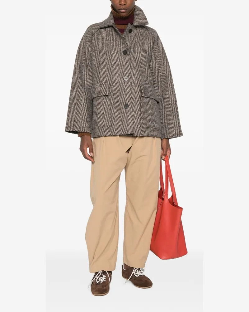 Harris Wharf London Wool and Cashmere Herringbone Jacket — grey Grey