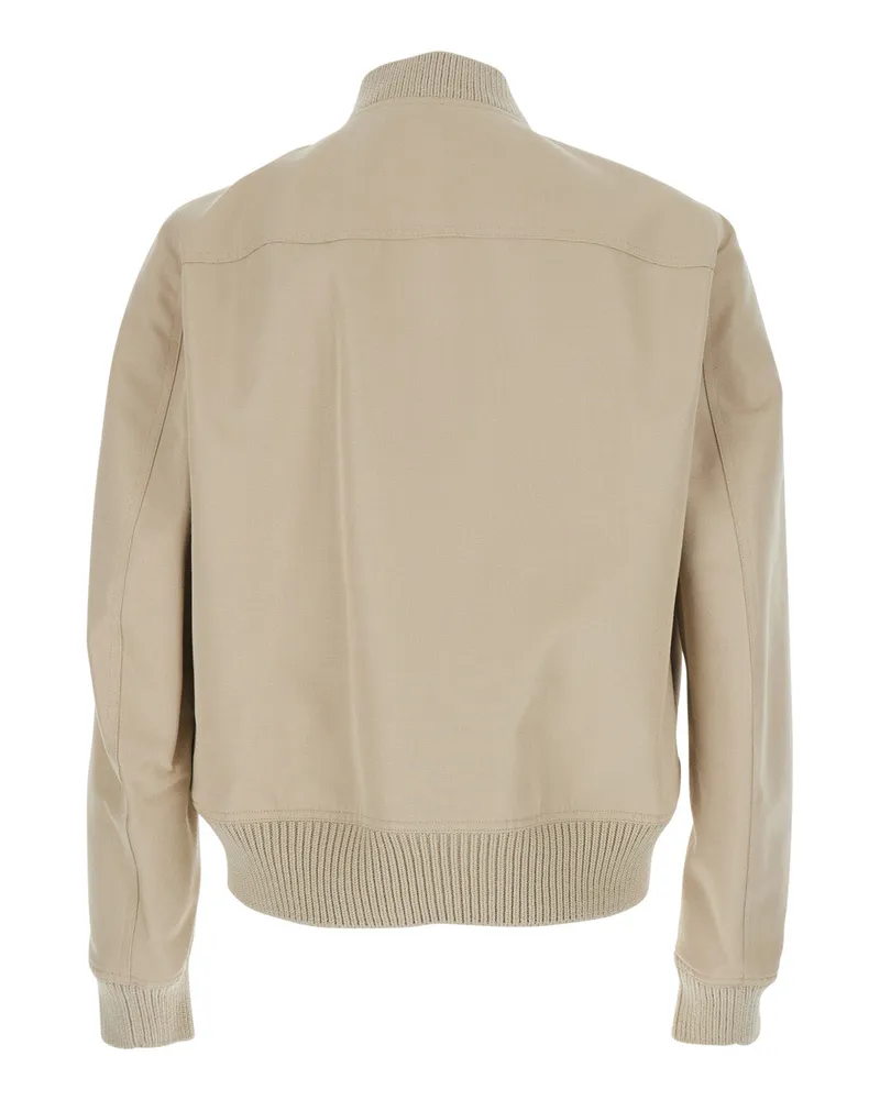 Rick Owens Men's Bomber Jacket Heizer Flight Beige Cotton Blend Coat Beige